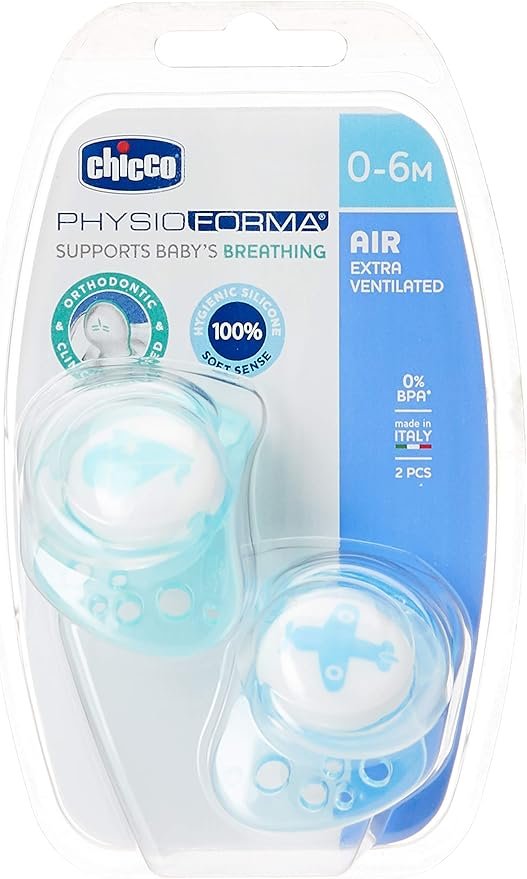 CHICCO PACIFIER PHYSIO AIR BLUE SIL 0-6M 2PCS
