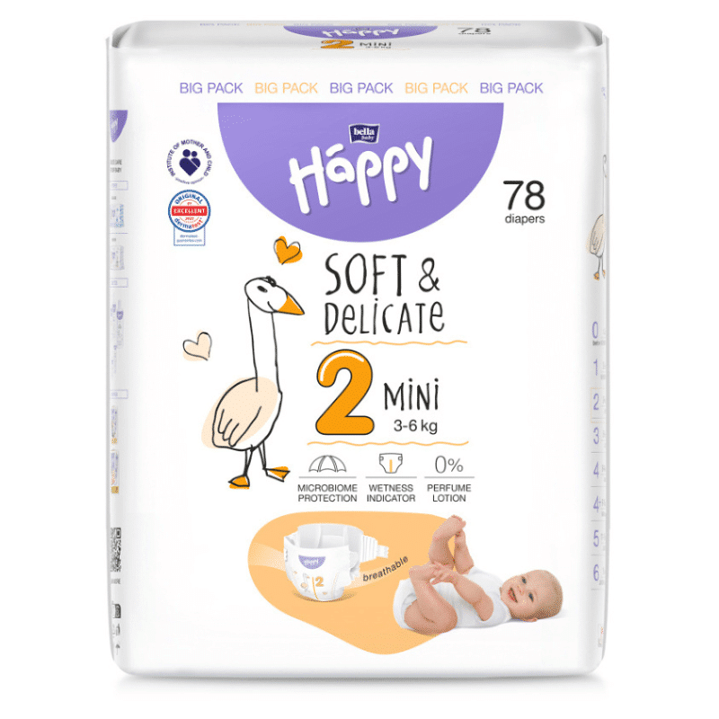 Couches happy n°2 (3-6KG) -78pcs