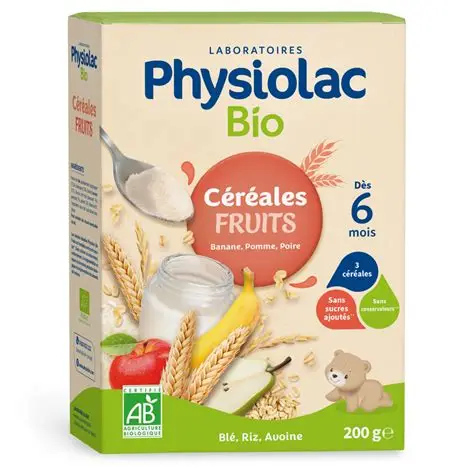 Physiolac céréales Bio pour bébé - Fruits