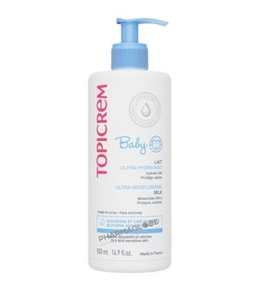 Topicrem Baby Lait Ultra-Hydratant Flacon Pompe 500 ml - Peau Fragile Nourrisson, Bébé